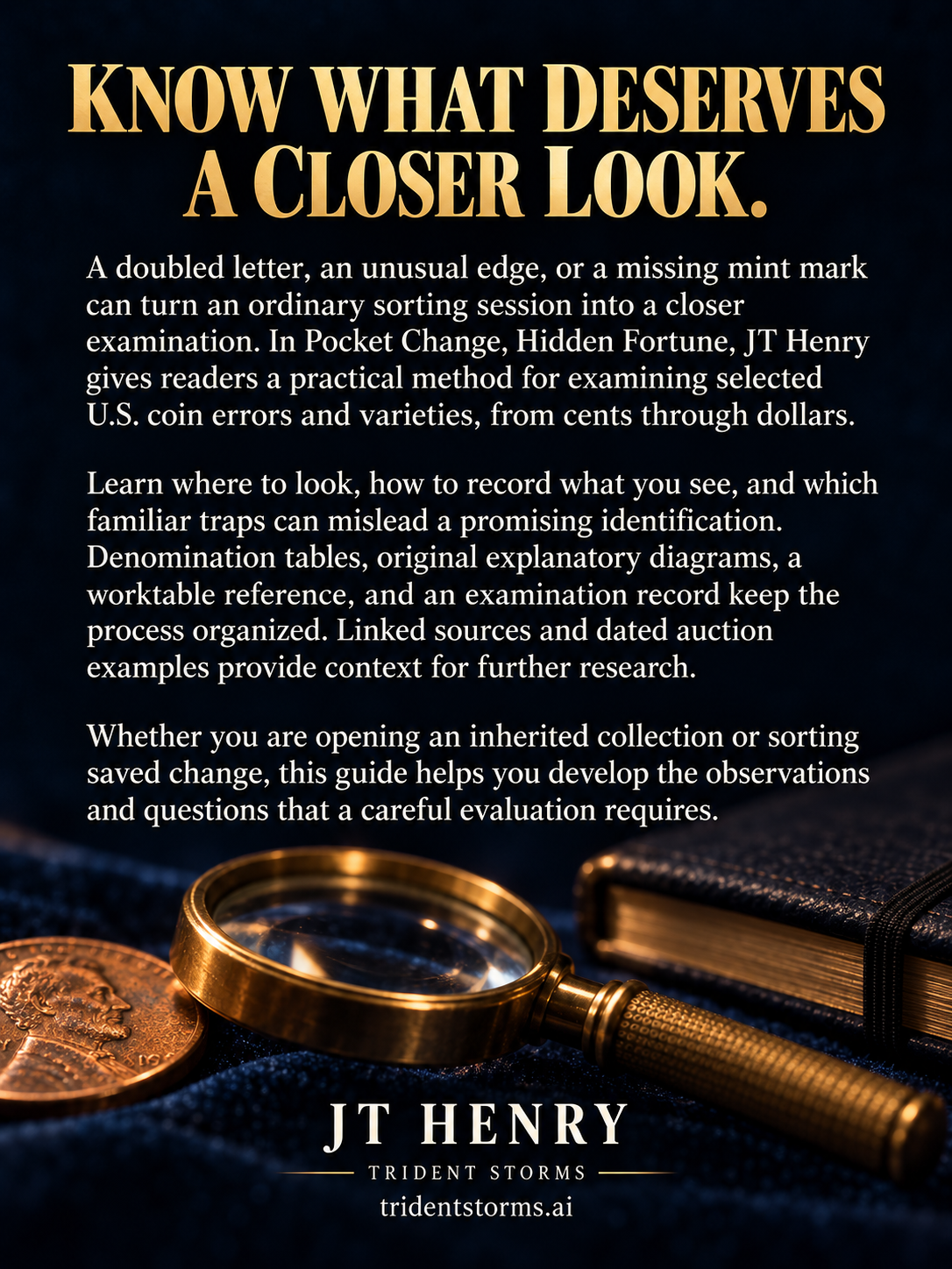 Back cover describing the guide’s examination method, denomination references, source notes, and reader tools.